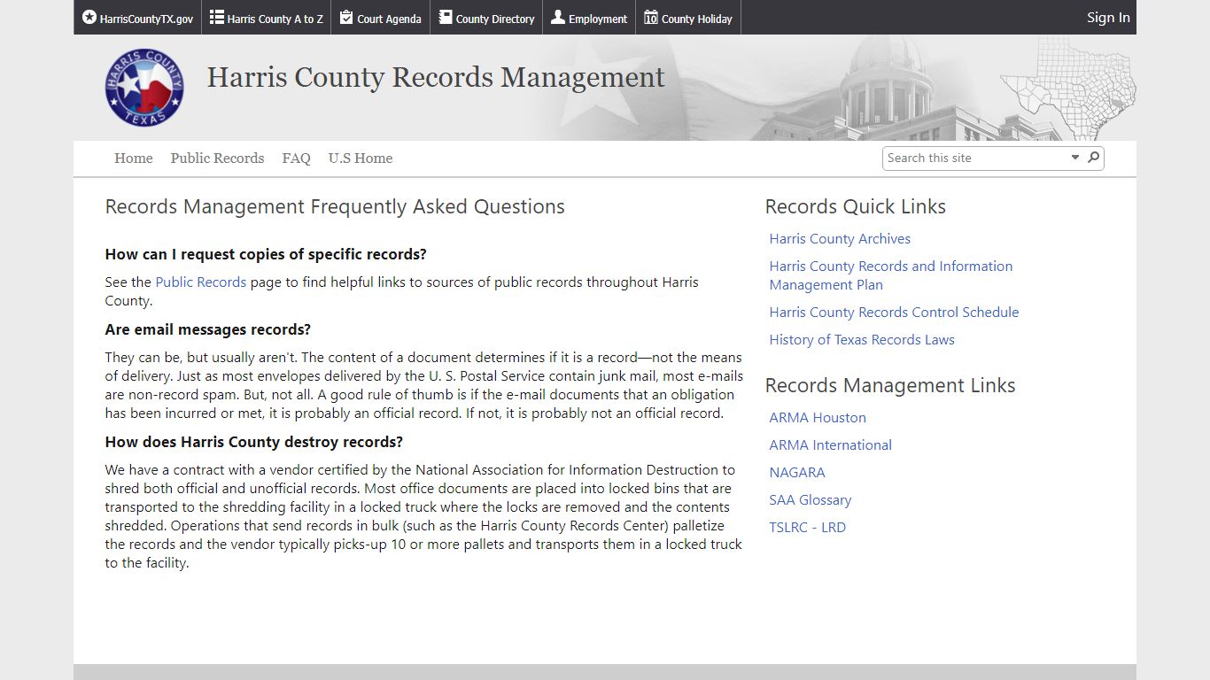 FAQ - Harris County, Texas