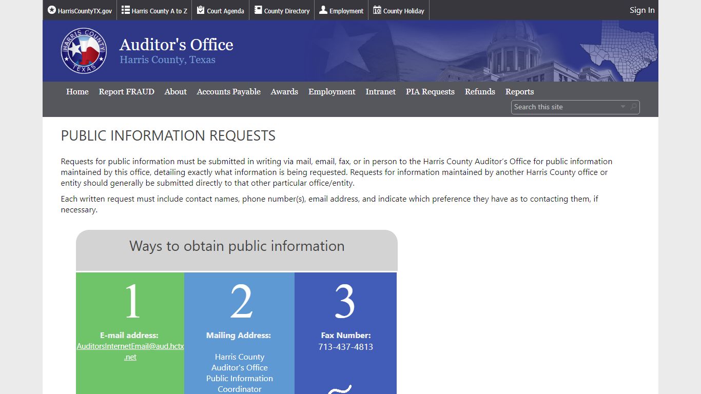 Public Records Request - Harris County, Texas